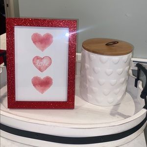 Stacked heart red valentines framed art. Custom